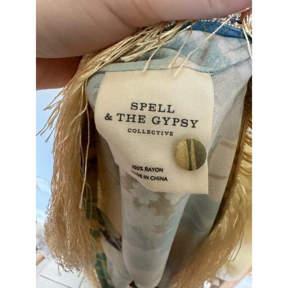 NWT Spell And The Gypsy Willow Tassel Dress Mini Floral Kimono Sleeve Size Med - Picture 14 of 16